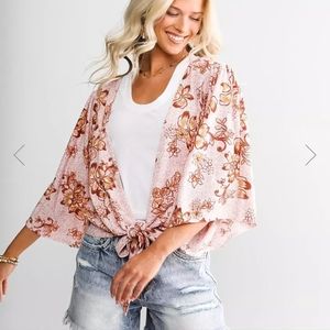 Buckle Daytrip Floral Print Front Tie Kimono XL NWT